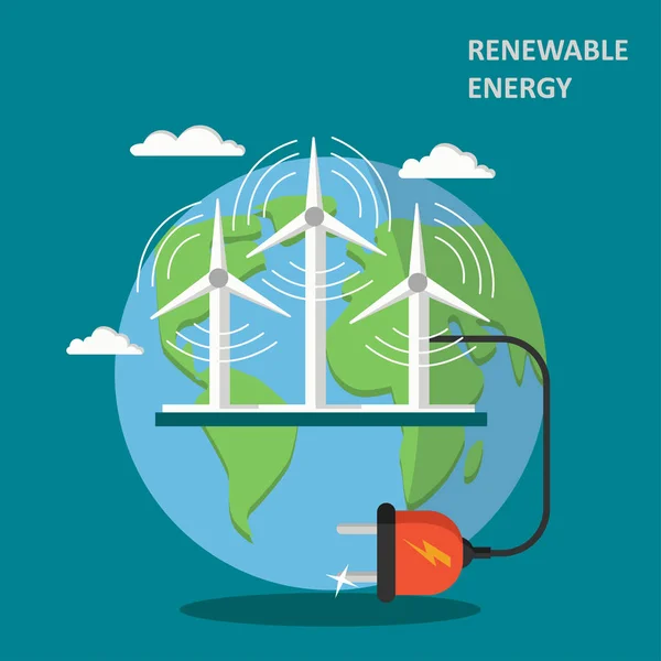 Concept d'énergie éolienne renouvelable illustration vectorielle plate — Image vectorielle