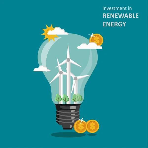 Investissements dans les énergies renouvelables concept vectoriel illustration plate — Image vectorielle