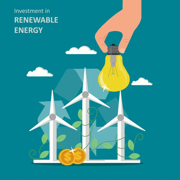 投資再生可能エネルギーのベクトル図でフラット — ストックベクタ