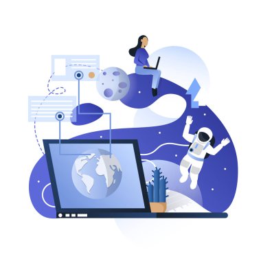 Mavi uzay iletişim teknolojileri kavramı illüstrasyon vektör