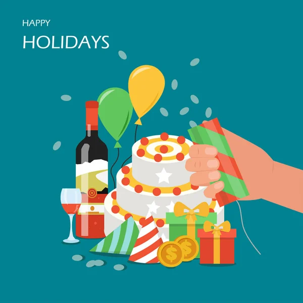 Happy holidays vector flat style design illustration — Stock Vector