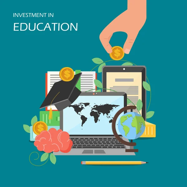 Investissement dans l'éducation concept vectoriel illustration plate — Image vectorielle