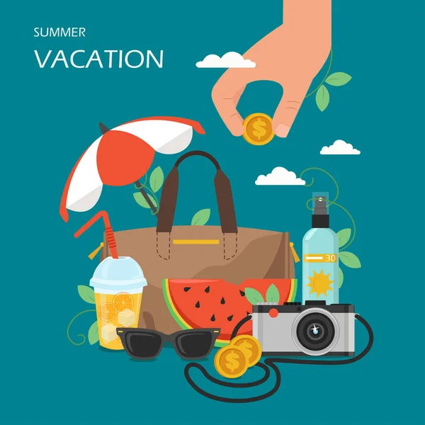 Sommer Urlaub Vektor flachen Stil Design Illustration — Stockvektor