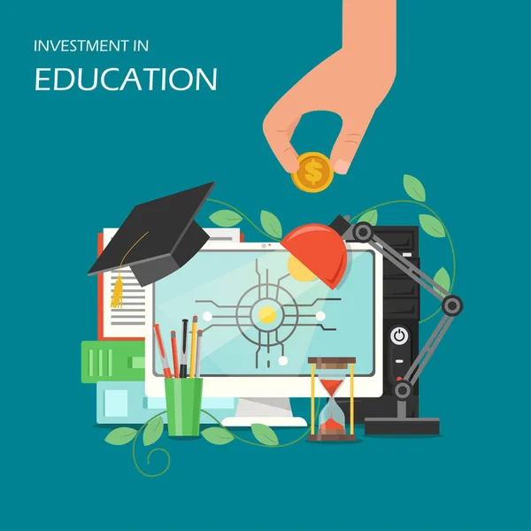 Investimento na educação conceito vetor plana ilustração — Vetor de Stock