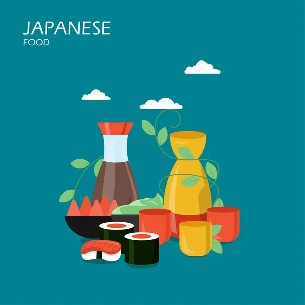 Illustration de conception de style plat vecteur alimentaire japonais — Image vectorielle