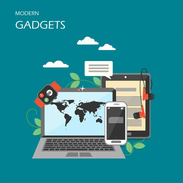 Moderne gadgets vector vlakke stijl ontwerp illustratie — Stockvector