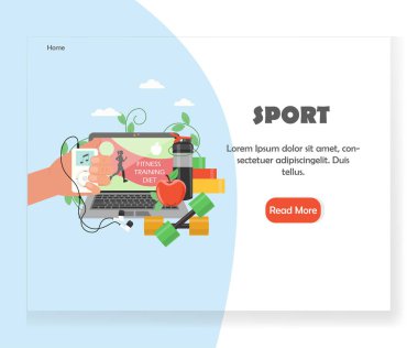 Vektör spor Web sitesi açılış sayfası tasarım şablonu