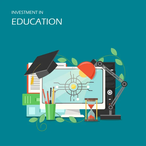 Investment in education concept vector flat illustration — Stock Vector