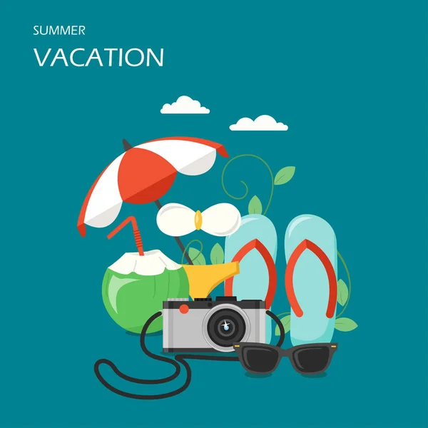 Sommer Urlaub Vektor flachen Stil Design Illustration — Stockvektor