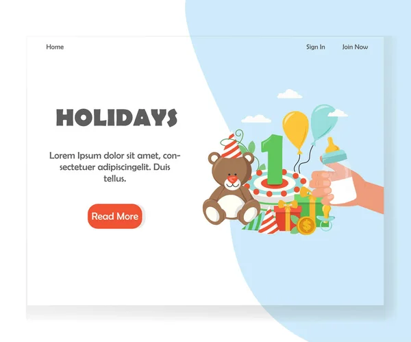 ベクター幸せな休日のウェブサイト ランディング ページ デザイン テンプレート — ストックベクタ