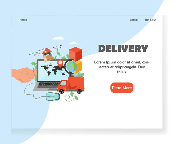 Vector levering website landing pagina ontwerpsjabloon — Stockvector