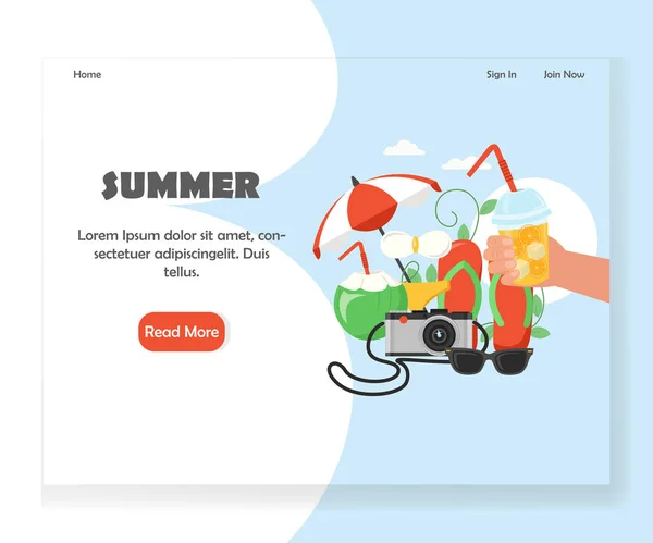 Vektor nyári honlap leszállás oldal tervezősablon — Stock Vector