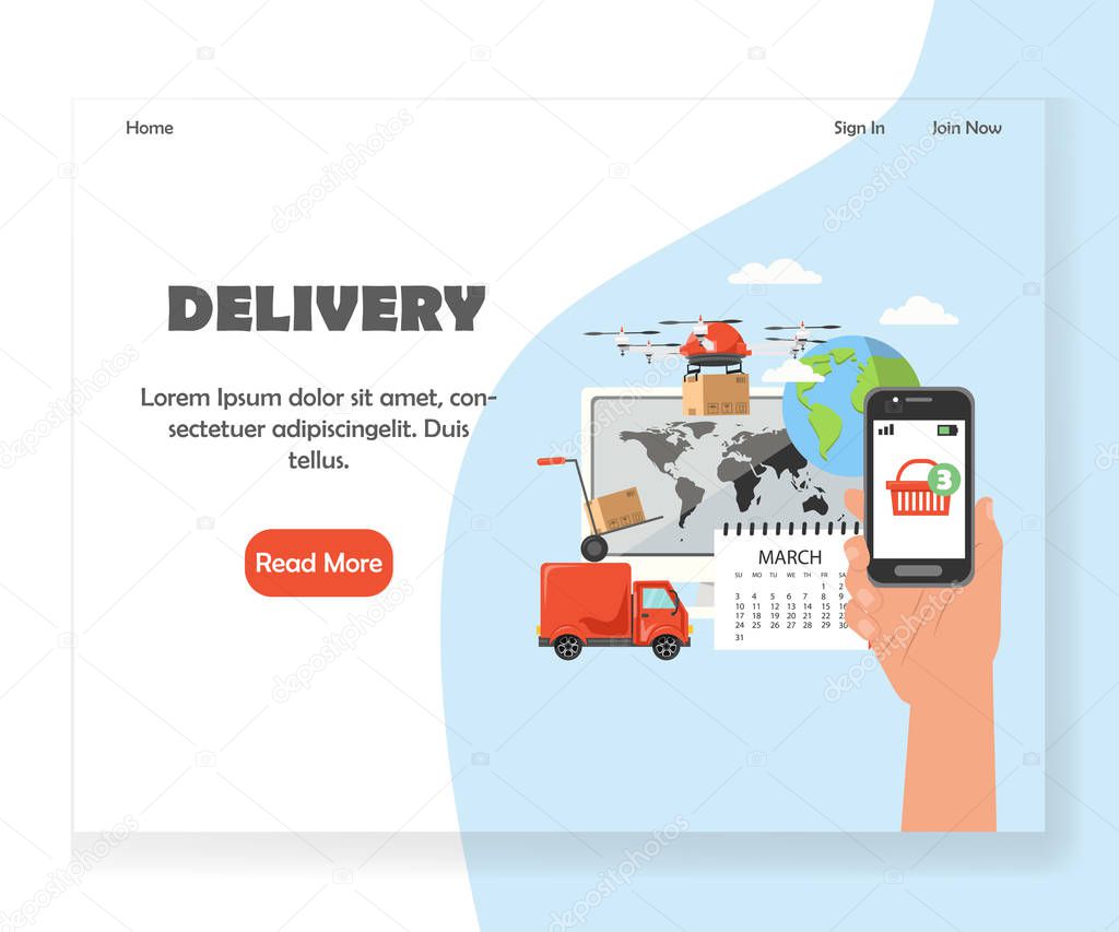 Vector delivery website landing page design template