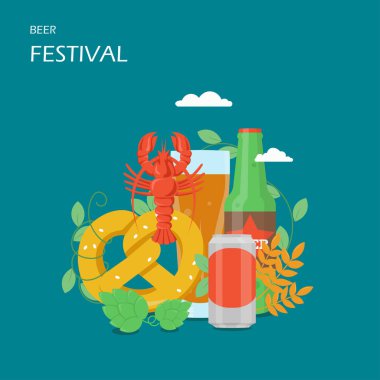 Bira Festivali vektör düz stil tasarlamak