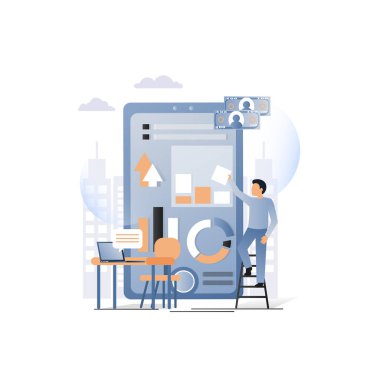 Mobil web sitesi geliştirme hizmetleri kavram vektör illüstrasyon