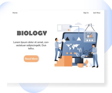 Biology vector website landing page design template