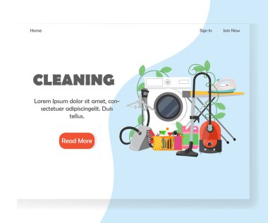 Temizleme vektör web sitesi açılış sayfası tasarım şablonu
