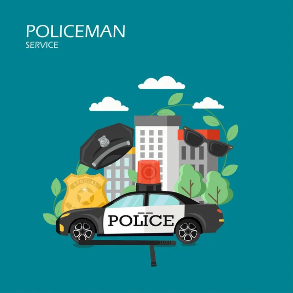Illustration de conception de style plat vecteur de service policier — Image vectorielle