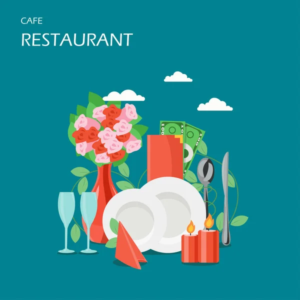 Restaurant services vector flat style design illustration — Stock vektor