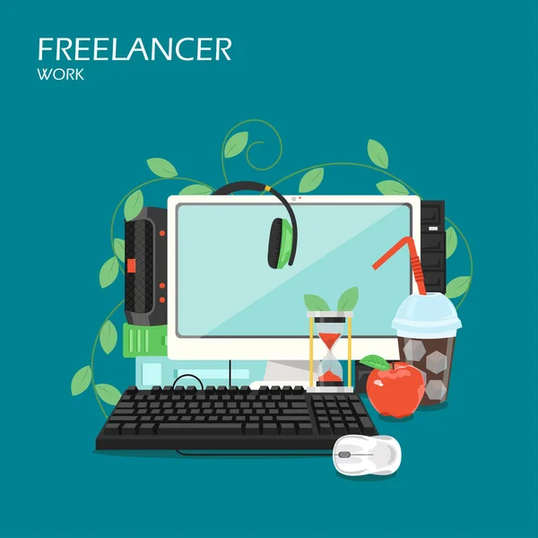 Freelancer werk vectorillustratie vlakke stijl ontwerp — Stockvector