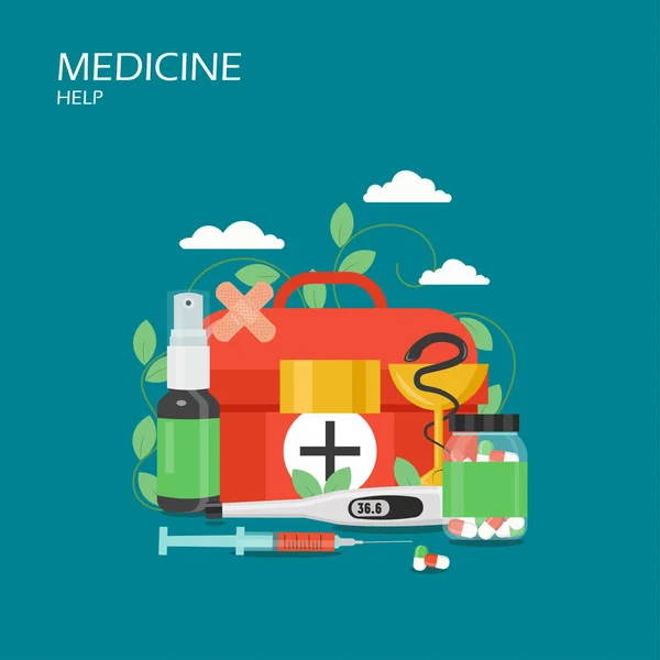 Medicina ayuda vector plano estilo diseño ilustración — Vector de stock