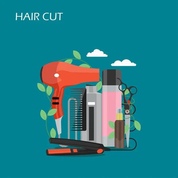 Hair cut vector flat style design illustration — Stock Vector