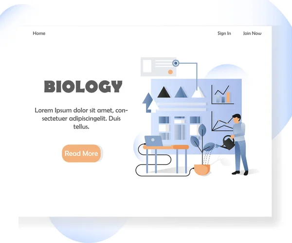 Modelo de design de página de destino do site vetorial de biologia — Vetor de Stock