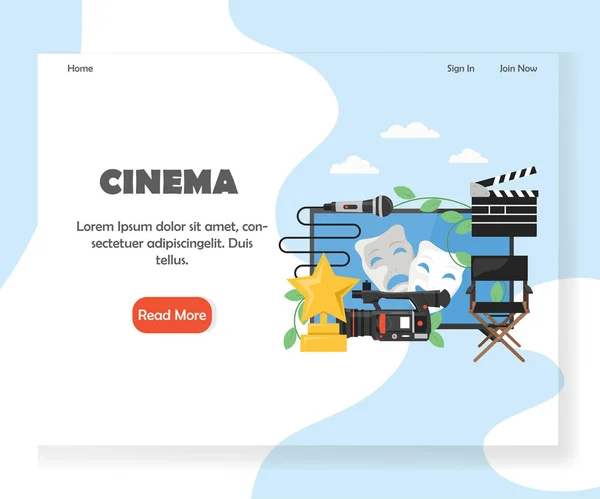 シネマベクトルウェブサイトランディングページデザインテンプレート — ストックベクタ