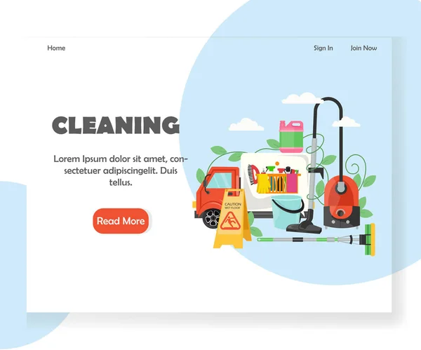 Cleaning vector website landing page design template — Stock Vector