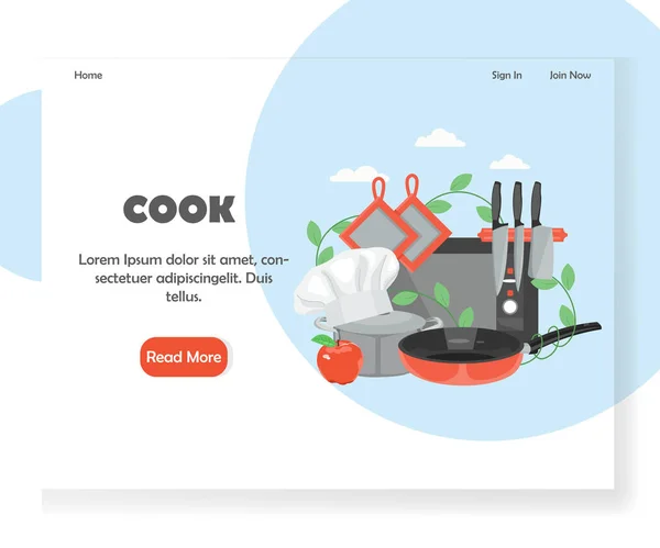Cook vector sitio web plantilla de diseño de página de destino — Archivo Imágenes Vectoriales