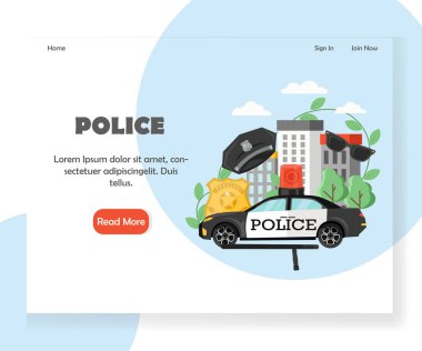 Police vector website landing page design template