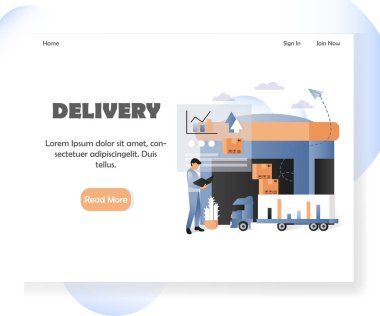 Teslimat vektör web sitesi açılış sayfası tasarım şablonu