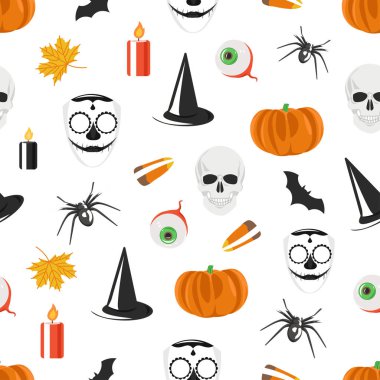 Cadılar Bayramı tatil sembolleri ile vektör seamless modeli