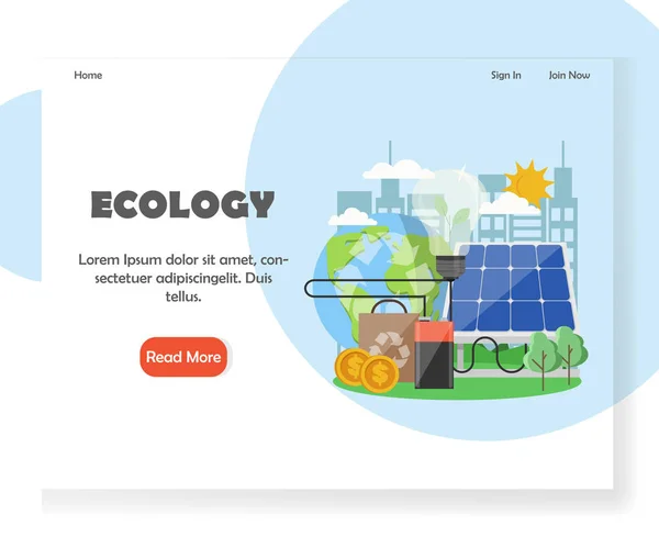 Ökologie Vektor Website Landing Page Design-Vorlage — Stockvektor