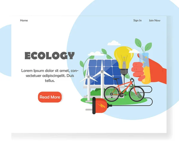 Modelo de design de landing page de site vetorial de ecologia —  Vetores de Stock