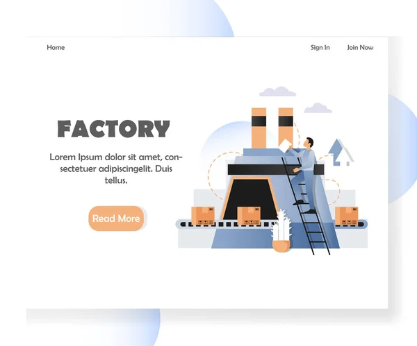 Factory vector website landing page design template — Stock vektor
