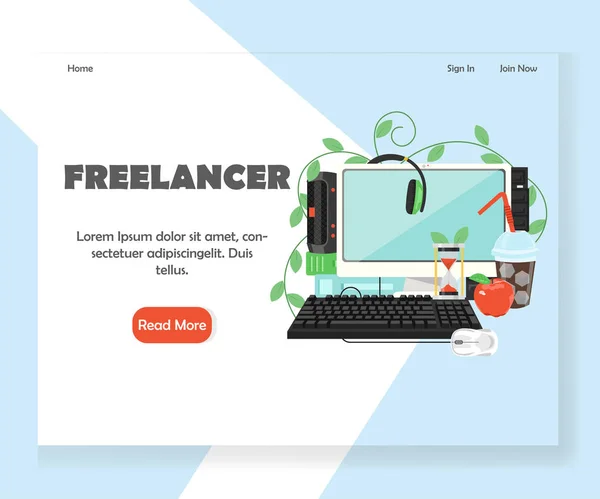 Freelancer Vektor Website Landing Page Design Template — Stockvektor