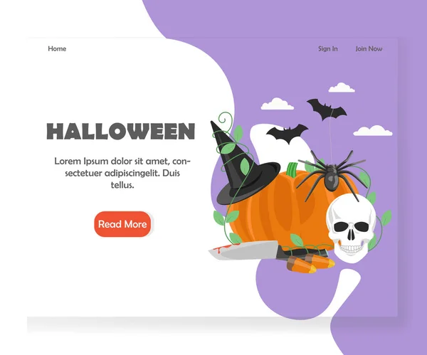 Halloween vector sitio web plantilla de diseño de página de destino — Archivo Imágenes Vectoriales