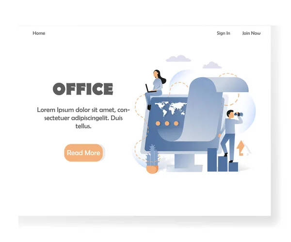 Business Office Vektor Website Landing Page Design-Vorlage — Stockvektor