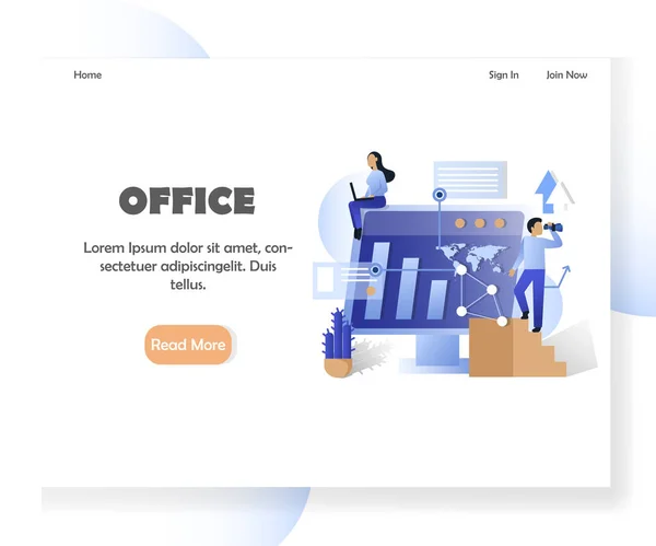 Business Office Vektor Website Landing Page Design-Vorlage — Stockvektor