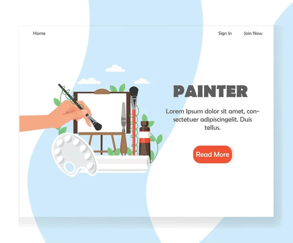 Modelo de design de página de destino do site vetorial pintor —  Vetores de Stock