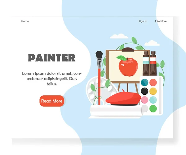 Pintor vector página web landing page diseño plantilla — Archivo Imágenes Vectoriales