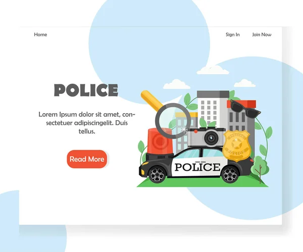 Polícia vetor site modelo de página de destino — Vetor de Stock