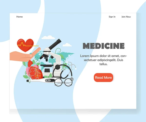 Tıp vektör web sitesi açılış sayfası tasarım şablonu — Stok Vektör