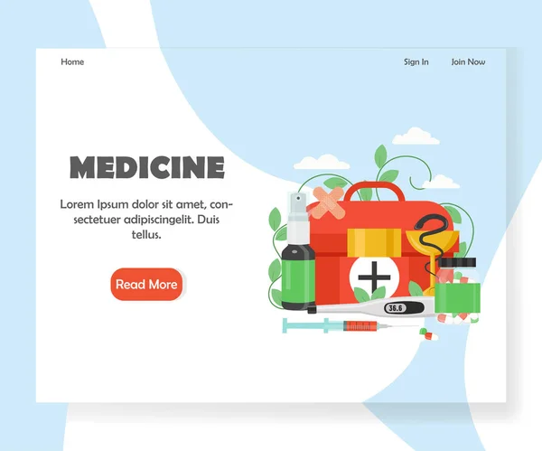 Medicina vector página web landing page diseño plantilla — Archivo Imágenes Vectoriales