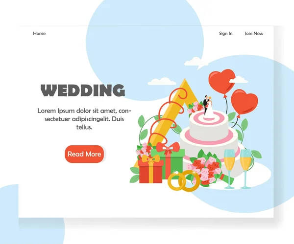 Boda vector sitio web landing page plantilla de diseño — Archivo Imágenes Vectoriales