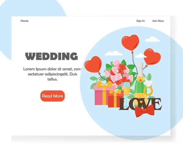 Esküvői vektor honlap kezdőlap design sablon — Stock Vector