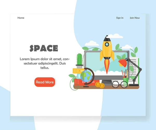 Modelo de design de landing page de site de vetor espacial — Vetor de Stock