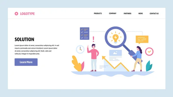 Modelo de design gradiente web site vetorial. Processo criativo e novas ideias. Conceito de solução de criatividade. Conceitos de landing page para website e desenvolvimento móvel. Ilustração plana moderna . — Vetor de Stock