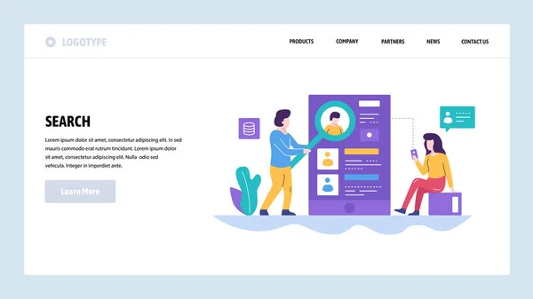 Vector web site design template. People search on internet. Online profiles and job recruitment. Landing page concepts for website and mobile development. Modern flat illustration.